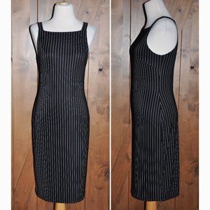 Vintage Breakin Loose Black & White Stripe Spandex Below Knee Sleeveless Maxi